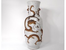 Large Chinese porcelain vase cracked gilt dragons nineteenth century