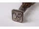 Seal solid silver monogram stamp seal exotic wood handle nineteenth century