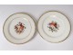 12 plates compotier Paris porcelain floral decoration gilding nineteenth century