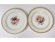 12 plates compotier Paris porcelain floral decoration gilding nineteenth century