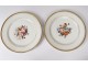 12 plates compotier Paris porcelain floral decoration gilding nineteenth century