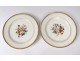 12 plates compotier Paris porcelain floral decoration gilding nineteenth century