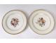 12 plates compotier Paris porcelain floral decoration gilding nineteenth century