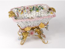 Cart empty-pocket porcelain Jacob Petit Paris gilt brass flower vine 19th