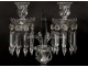 Pair candelabra sconces 2 lights crystal chandelier Baccarat Bamboo XXth