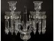 Pair candelabra sconces 2 lights crystal chandelier Baccarat Bamboo XXth