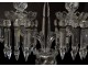 Pair candelabra sconces 2 lights crystal chandelier Baccarat Bamboo XXth