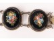 Bracelet micro mosaic medallions sterling silver flowers Grand Tour nineteenth