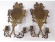 Pair of sconces Louis XIV 2 bronze mirror lights Napoleon III nineteenth