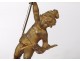 Pair bronze sculptures cherubs putti fisherman hunter Napoleon III XIXth