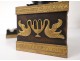 Empire inkwell bronze desk set holder letters swan 19th stamp box