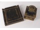 Empire inkwell bronze desk set holder letters swan 19th stamp box