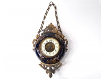 Round pendulum gilt bronze bull&#39;s eye glazed ceramic Napoleon III 19th