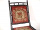 Wooden folding chair blackened bamboo tapestry flowers Napoleon III nineteenth