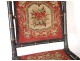 Wooden folding chair blackened bamboo tapestry flowers Napoleon III nineteenth