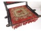 Wooden folding chair blackened bamboo tapestry flowers Napoleon III nineteenth