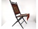 Wooden folding chair blackened bamboo tapestry flowers Napoleon III nineteenth