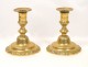 Pair of candlesticks Louis XV gilt bronze crowned Leuchter 19th C