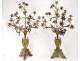 Pair of large candelabra lights altar 9 angels gilded bronze brass nineteenth