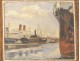 HSP table in Lorient harbor boats ship Ed. Ducret painting XIX