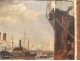 HSP table in Lorient harbor boats ship Ed. Ducret painting XIX