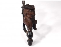 Pipe carved wooden figure sitting heather Folk Art XIX century