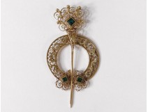 Little gem emerald brooch solid gold Maghreb Tunisia twentieth century