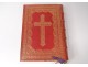 Roman Missal Mass Altar leather red morocco gilt cross Lyon 1904 XXth