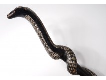 old wooden cane blackened pearl cobra cobra snake cane ancient XIX