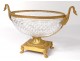 Large decorative crystal Baccarat cut carved gilt bronze swans nineteenth