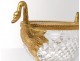 Large decorative crystal Baccarat cut carved gilt bronze swans nineteenth