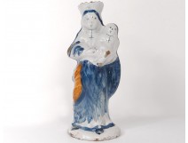 Crowned Virgin gave birth to Baby Jesus Nevers earthenware XVIII century