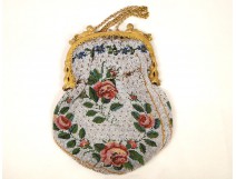 Evening handbag beaded flowers decorated 19th