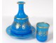 Carafe night service opaline blue gilding Baccarat Napoleon III nineteenth