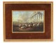 Oil on copper War battle knights ancient Greek temple horses 19th