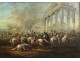 Oil on copper War battle knights ancient Greek temple horses 19th