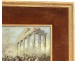 Oil on copper War battle knights ancient Greek temple horses 19th