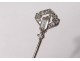 Hairpin tie solid gold jewelery 18K diamond shiny strip 1,92gr XXth