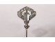 Hairpin tie solid gold jewelery 18K diamond shiny strip 1,92gr XXth