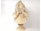 alabaster sculpture bust young child curly hair nineteenth century girl