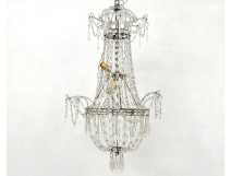 Charles X chandelier trash chandelier crystal glass carved garlands nineteenth