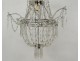 Charles X chandelier trash chandelier crystal glass carved garlands nineteenth