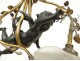 Golden brass chandelier 3 light arms cherub branches flowers nineteenth node