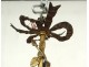 Golden brass chandelier 3 light arms cherub branches flowers nineteenth node