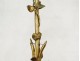 Golden brass chandelier 3 light arms cherub branches flowers nineteenth node