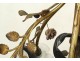 Golden brass chandelier 3 light arms cherub branches flowers nineteenth node