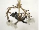 Golden brass chandelier 3 light arms cherub branches flowers nineteenth node