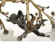 Golden brass chandelier 3 light arms cherub branches flowers nineteenth node