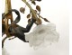 Golden brass chandelier 3 light arms cherub branches flowers nineteenth node