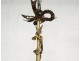 Golden brass chandelier 3 light arms cherub branches flowers nineteenth node